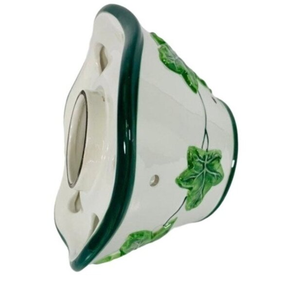 Ivy Vine Candle Shade Yankee Topper Ceramic Scalloped VTG 90s Jar Farmcore Jar S - Picture 2 of 10